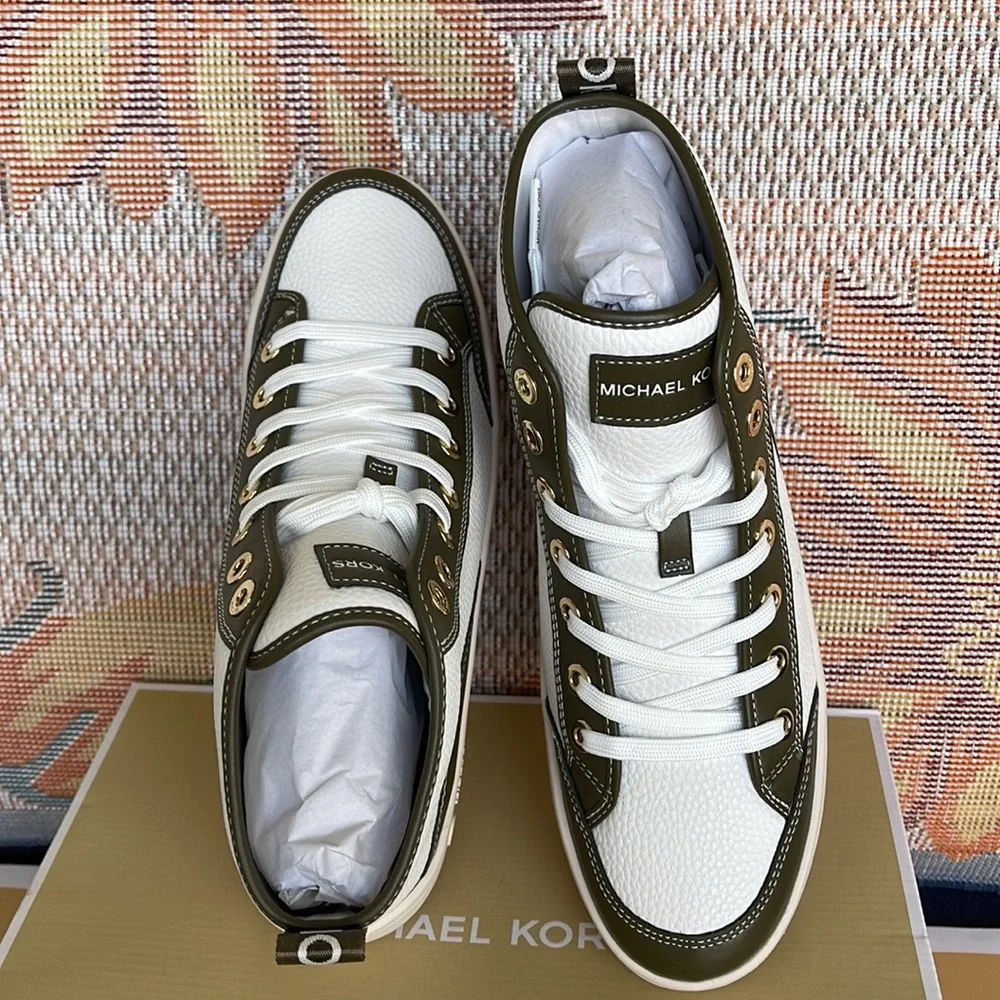 MICHAEL KORS SHEA MID HIGH TOP FAUX LEATHER 49F3SHFESL OLIVE New